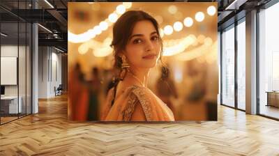 young indian woman posing in the wedding ceremony Wall mural