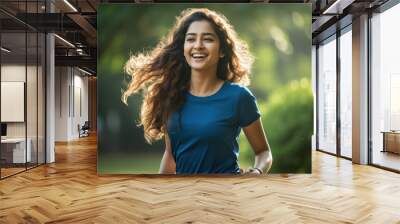 young woman happy expression outdoor Wall mural