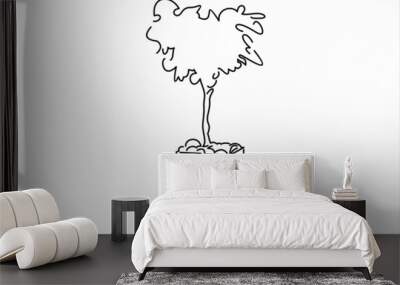  line drawing.tree in pot. Vector illustration Wall mural