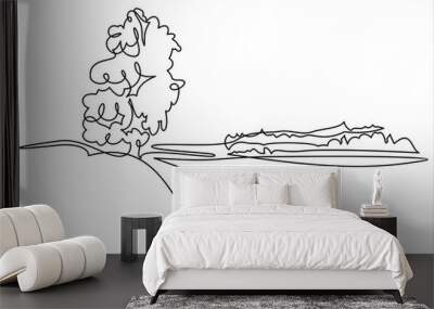 continuous one line drawing of nature tree vector illustration Wall mural