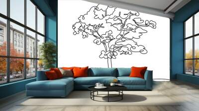 continuous one line drawing of nature tree vector illustration Wall mural