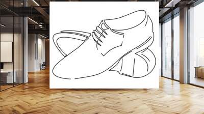 Man shoe line icon. A pair of male shoes element, Man's formal foot wear outline style pictogram for web, mobile app. Wall mural