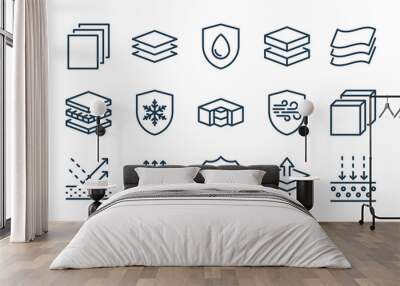 Fabric Feature related line icon set. Layered Materials vector vector icons. Wall mural