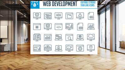 web development and application thin line icons. software, coding and programming outline icon set.  Wall mural