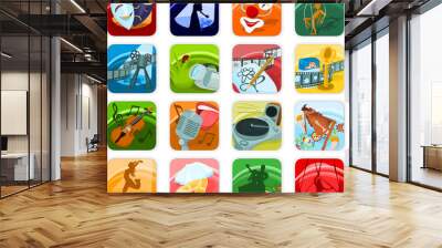 Set of a culture and entertainment icons Wall mural