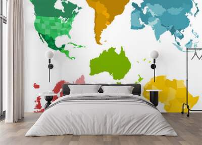 set of a six silhouettes of a continents Wall mural