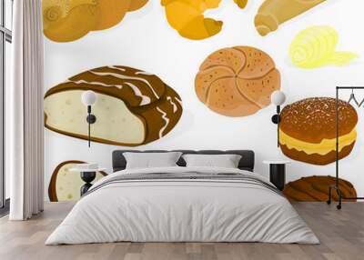 Set of a various bread and biscuits Wall mural