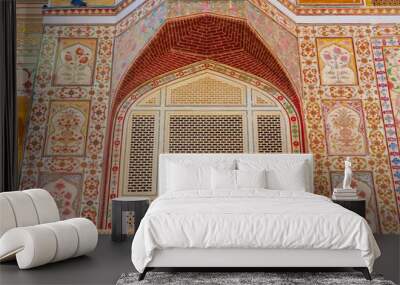 A window at the Ganesh Pol (Ganesh Gate) at the Amber Palace in Rajasthan, India. Wall mural