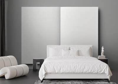 Blank white book open pages or brochure top-down isolated in grey background. Generative ai Wall mural