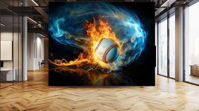 Baseball on Fire. Wall mural