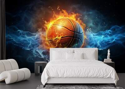 Basketball in Fire and Water. Wall mural