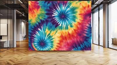 Batik texture background. Abstract colourful tie dye textile texture background. Retro, hippie and boho style Wall mural