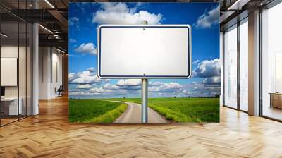 Blank Sign Against Blue Sky With Clouds. Wall mural