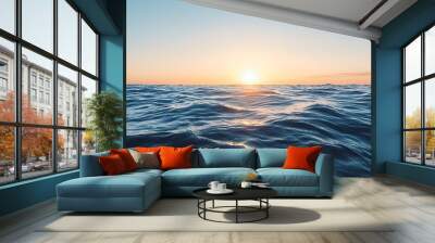 Serenity at dusk a breathtaking view of the tranquil ocean waves as the sun sets on the horizon Wall mural