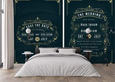 Vector set of invitation cards with elements Wedding collection. Wall mural