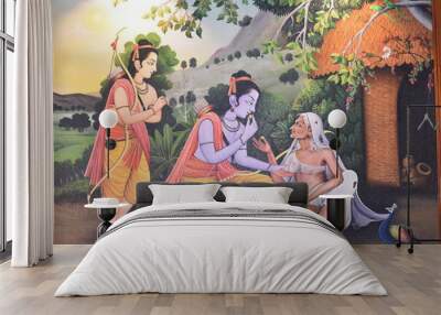 Lord ram laxman eating fruit  Wall mural