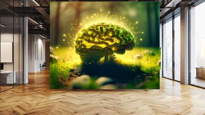 A stunning illustration of the human brain exploding with ideas and insights, evoking a sense of wonder and awe at the limitless possibilities of the human intellect Wall mural