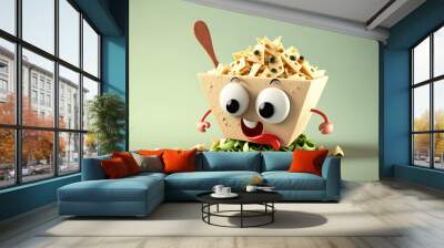 cute Pasta Salad cartoon Character Wall mural