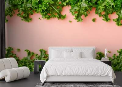 Fresh green leaves and vegetables, illustrating the concept of healthy eating and the nutritional value of organic gardening Wall mural