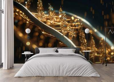 gold dna strand on an open background Wall mural