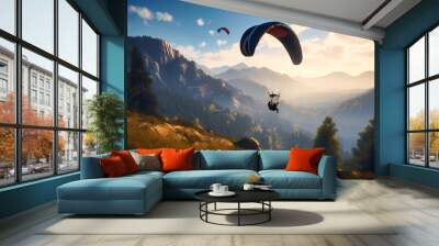 the skies with high-tech summer paragliding equipment for a thrilling adventure Wall mural