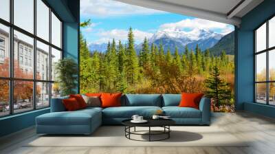 Canadian trees water and mountains nature 2 Wall mural