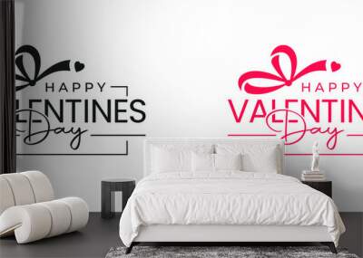 Abstract happy valentines day logo, happy valentines day, love gift box logo design, happy valentines day  Wall mural