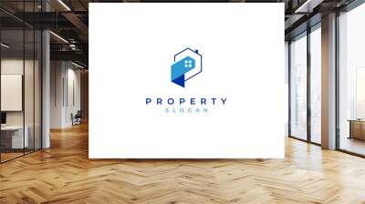 Letter P with property home icon logo design, real estate vector logo design  Wall mural