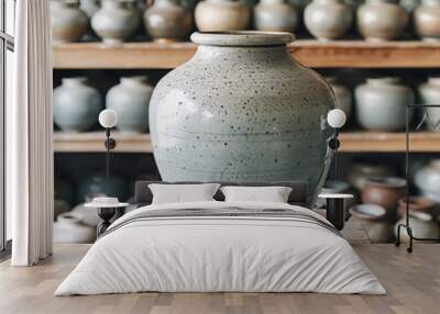 A ceramic pot in a drying room.  Wall mural