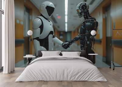 A futuristic AI robot in a hospital. Wall mural