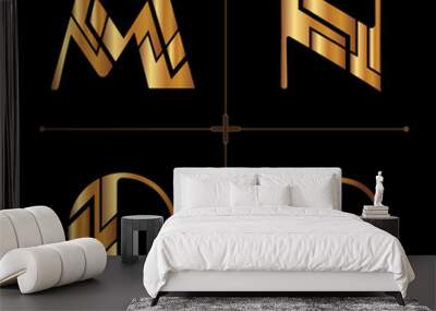 art deco alphabet design letters vintage vector (m, n, o, p) Wall mural