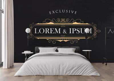 luxury crown frame calligraphy flourishes elegant modern vector logos template Wall mural