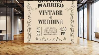 wedding invitation frame vintage border vector illustration Wall mural