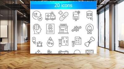 Medical and health vector icon pack set with isolated background  Wall mural