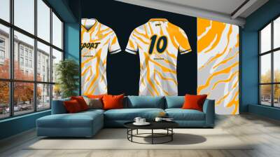 Tshirt mockup sport jersey template design for football soccer, racing, gaming, sports jersey abstract design orange color Wall mural