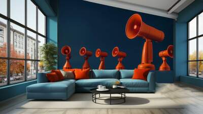 a group of orange megaphones Wall mural