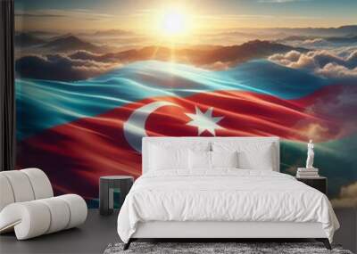 Azerbaijani flag - the national symbol of Azerbaijan Wall mural