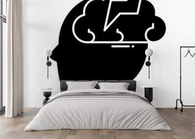 brainstorm mind icon, black vector sign with editable strokes, concept illustration Wall mural