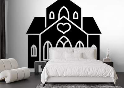 church symbol icon, black vector sign with editable strokes, concept illustration Wall mural