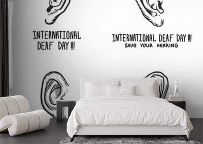 International deaf day banner set. Hand drawn illustration of international deaf day vector banner set isolated for web design Wall mural