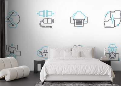 Mobile device linear icons set. smartph, tablet, phablet, smartwatch, earbuds, mobile, gadget line vector and concept signs. device,iPh,Android outline illustrations Wall mural