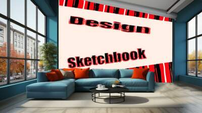 Background for design sketchbook with stripes red white and black. It can be used for finishing fabrics, prints on clothes, paper and bags Wall mural