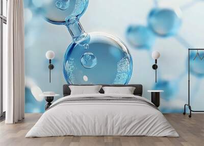 Detailed view of molecular structure with blue spheres Wall mural