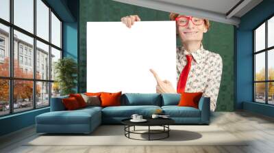 funny guy showing your product Wall mural