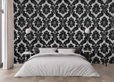 Swirly floral retro wallpaper Wall mural