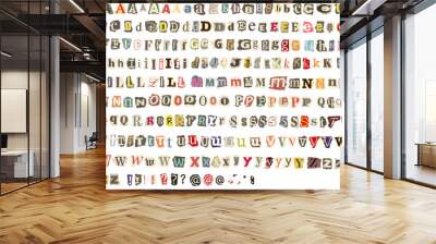 torn newspaper letters alphabet Wall mural