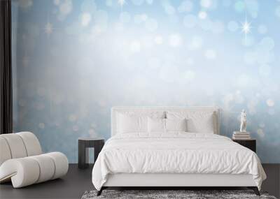 Winter christmas sparkling shiny silver bright glittering abstract bokeh background Wall mural