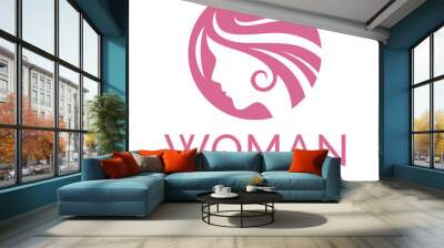 Logo woman head silhouette. Use for beauty salon or cosmetics design. Vector symbols designs idea with women portrait silhouettes. Elegant classy graphics spa, salons and hair studios. Wall mural