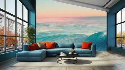 blue brush wave sea with sky background Wall mural