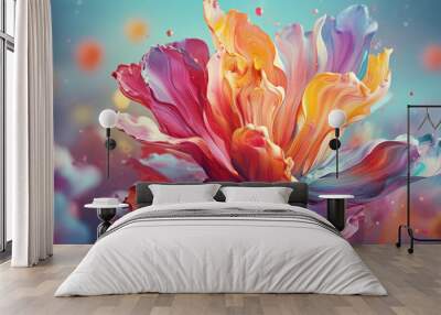 colorful flower plants, blossom, watercolor 35 Wall mural